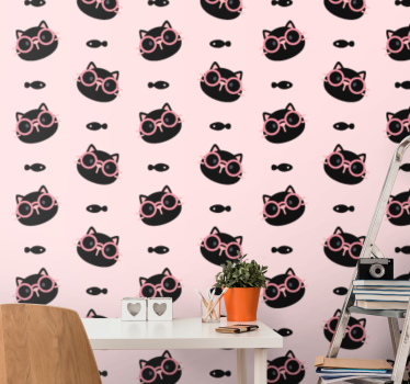 Tapeta koty wzór okularów kota - TenStickers
