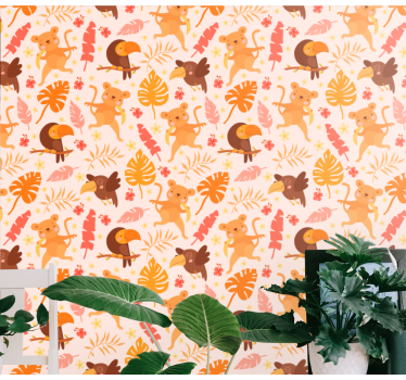 Tapeta koty zabawna fauna dżungli - TenStickers