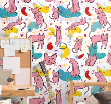 Tapeta koty zabawne kocie wzory - TenStickers
