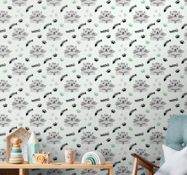 Tapeta koty zabawne wzory kotków - TenStickers