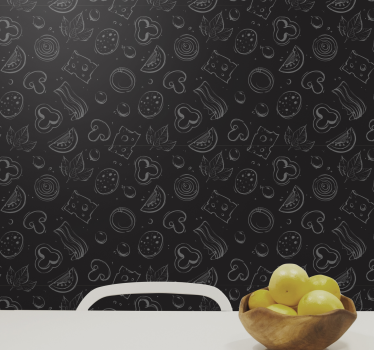 Tapeta kuchenna Składnik pizzy czarny - TenStickers