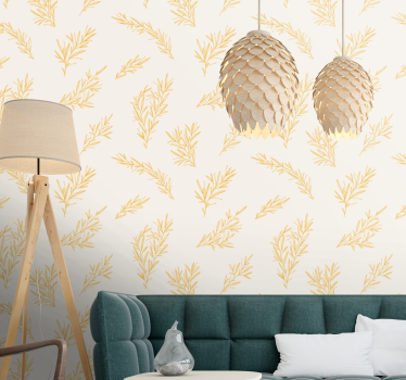 Tapeta kwiaty botaniczny wzór liści - TenStickers