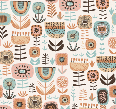 Tapeta kwiaty stylizowane rośliny botaniczne - TenStickers