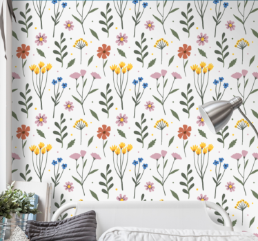 Tapeta kwiaty w intensywnym wzorze florystycznym - TenStickers