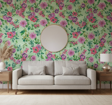 Tapeta kwiaty w mozaikowym wzorze florystycznym - TenStickers