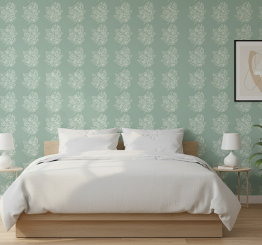 Tapeta kwiaty zielona minimalistyczna ładna - TenStickers