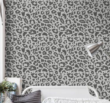 Tapeta leopard styl druku szarego - TenStickers