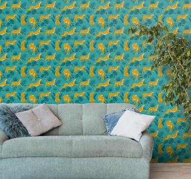 Tapeta leopard wzór turkusowy - TenStickers