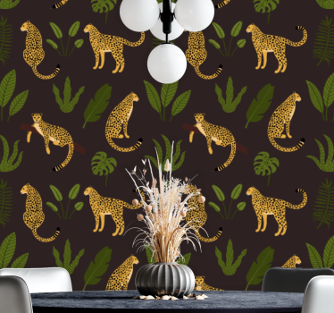 Tapeta leopard wzory liści lamparta - TenStickers