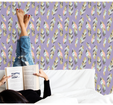 Tapeta dla nastolatka w piórkowate wzory - TenStickers