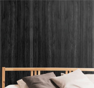 Tapeta na ścianę w czarne panele z naturalnego drewna - TenStickers