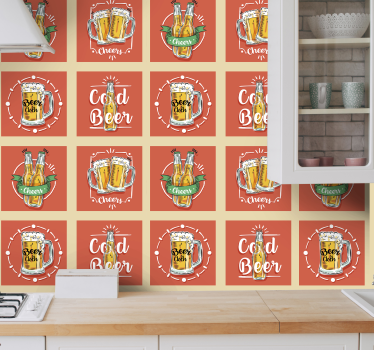 Tapeta do kuchni z kolażem kufli piwa - TenStickers