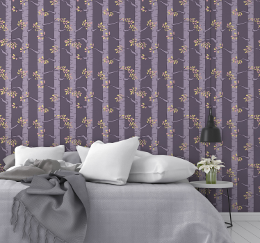Tapeta natura fioletowe brzozy - TenStickers