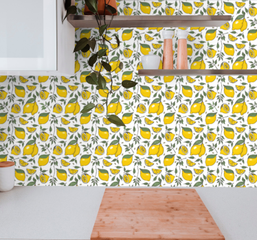 Tapeta natura wzór botaniczny cytryny - TenStickers