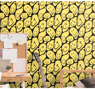 Tapeta nowoczesna wzór uśmiechniętych twarzy - TenStickers