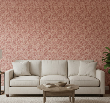Tapeta do salonu z eleganckim wzorem paisley - TenStickers