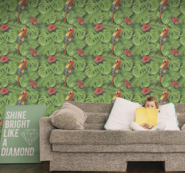 Tapeta papuga scena tropikalnej papugi - TenStickers