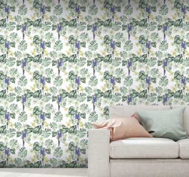 Tapeta w papugi tropikalna flora papugowa - TenStickers