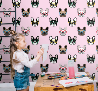 Tapeta pies francuskie okulary - TenStickers