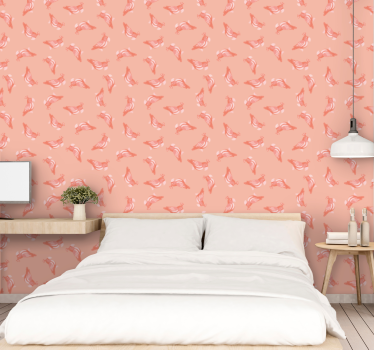 Tapeta ptaki w elegancki różowy wzór - TenStickers
