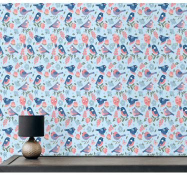 Tapeta ptaki kwiatowy wzór ptaków - TenStickers