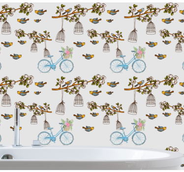 Tapeta ptaki projekt ptaka rowerowego - TenStickers