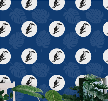 Tapeta ptaki tukan i liście - TenStickers