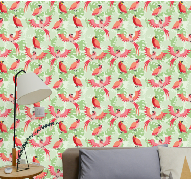 Tapeta ptaki wzór papugi - TenStickers