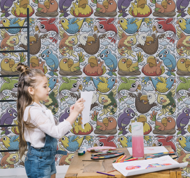 Tapeta ptaki zabawny wzór papugi - TenStickers