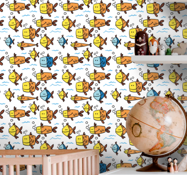 Tapeta ryby wodna zabawa w kreskówkę - TenStickers