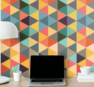 Tapeta do salonu wielokolorowe wzory geometryczne - TenStickers