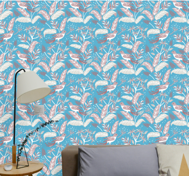Tapeta ptaki botaniczny motyw ptasi - TenStickers