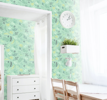 Tapeta vintage Zielone kwiaty - TenStickers
