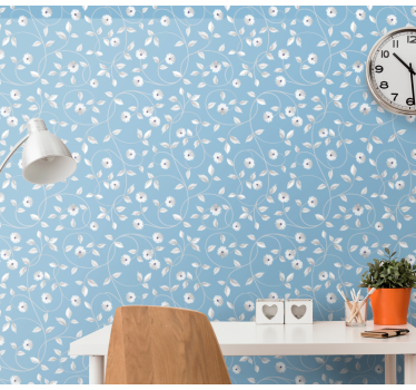 Tapeta do sypialni kwiaty Niebieska stokrotka - TenStickers