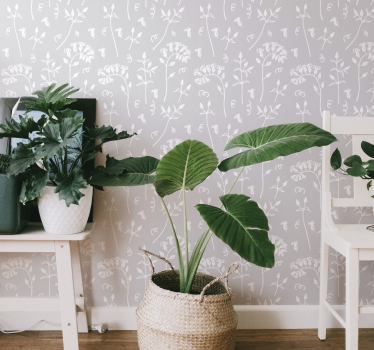 Tapeta do salonu minimalistyczne rysowane polne kwiaty - TenStickers