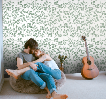 Tapeta do sypialni w liście Gałązki oliwne - TenStickers