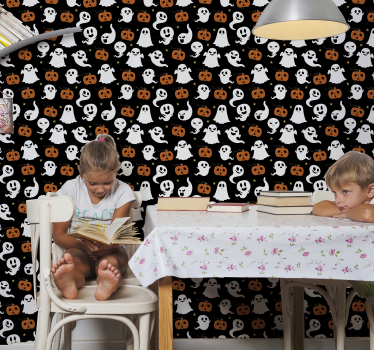 Tapeta w salonie Ozdobne duchy Halloween - TenStickers
