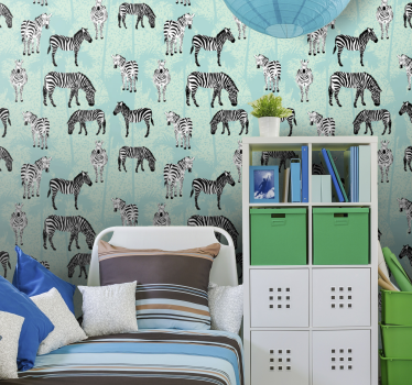 Tapeta zebra we wzór zebry - TenStickers