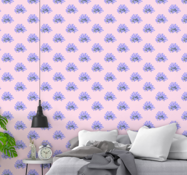 Tapeta wzorzysta fioletowe kwiaty - TenStickers
