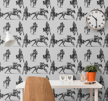 Tapeta z koniem Szare konie wyścigowe - TenStickers