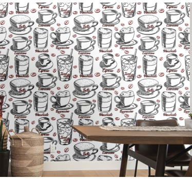 Tapeta do kuchni ilustracja o tematyce kawiarnianej - TenStickers