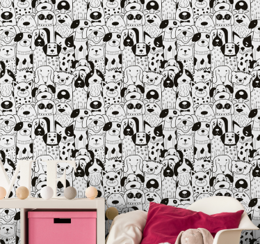 Tapeta do sypialni z rysunkami piesków - TenStickers
