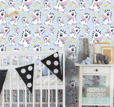 Tapeta ze zwierzętami śliczna zebra i gwiazdy - TenStickers