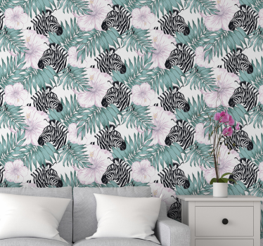 Tapeta zebra w ogrodzie natury - TenStickers