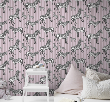 Tapeta zebra różowy motyw zwierzęcy - TenStickers