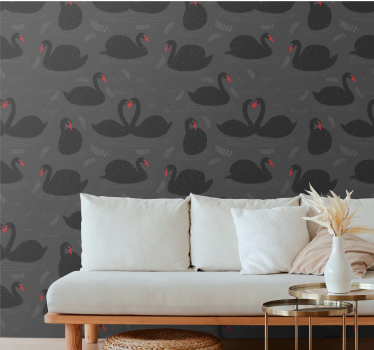 Tapeta zwierzęta eleganckie czarne łabędzie - TenStickers