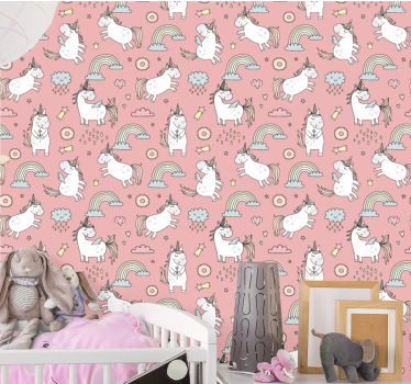 Tapeta zwierzęta tęcze jednorożca - TenStickers