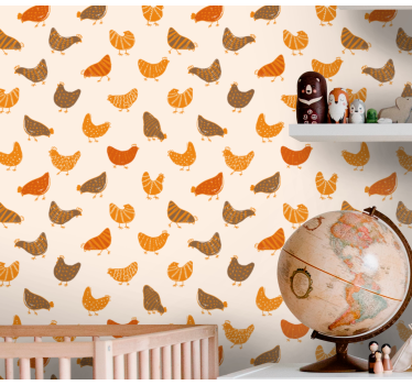 Tapeta zwierzęta uroczy wzór kury - TenStickers