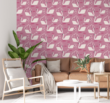 Tapeta zwierzęta uroczy wzór łabędzia - TenStickers