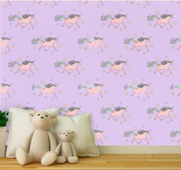 Tapeta zwierzęta wibracje fantazji o jednorożcach - TenStickers